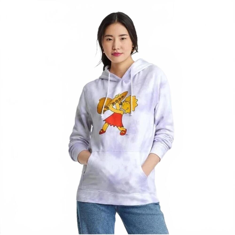 The Simpsons, XS, Multicolor, Lisa Simpson Saxophone Tie-Dye Graphic Hoodie
